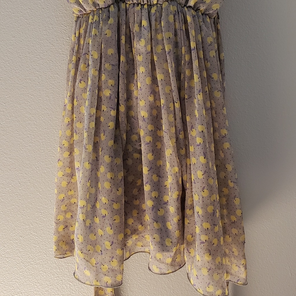 Women's Sleeveless Midi Dress with Yellow Dot Print - Picture 11 of 14